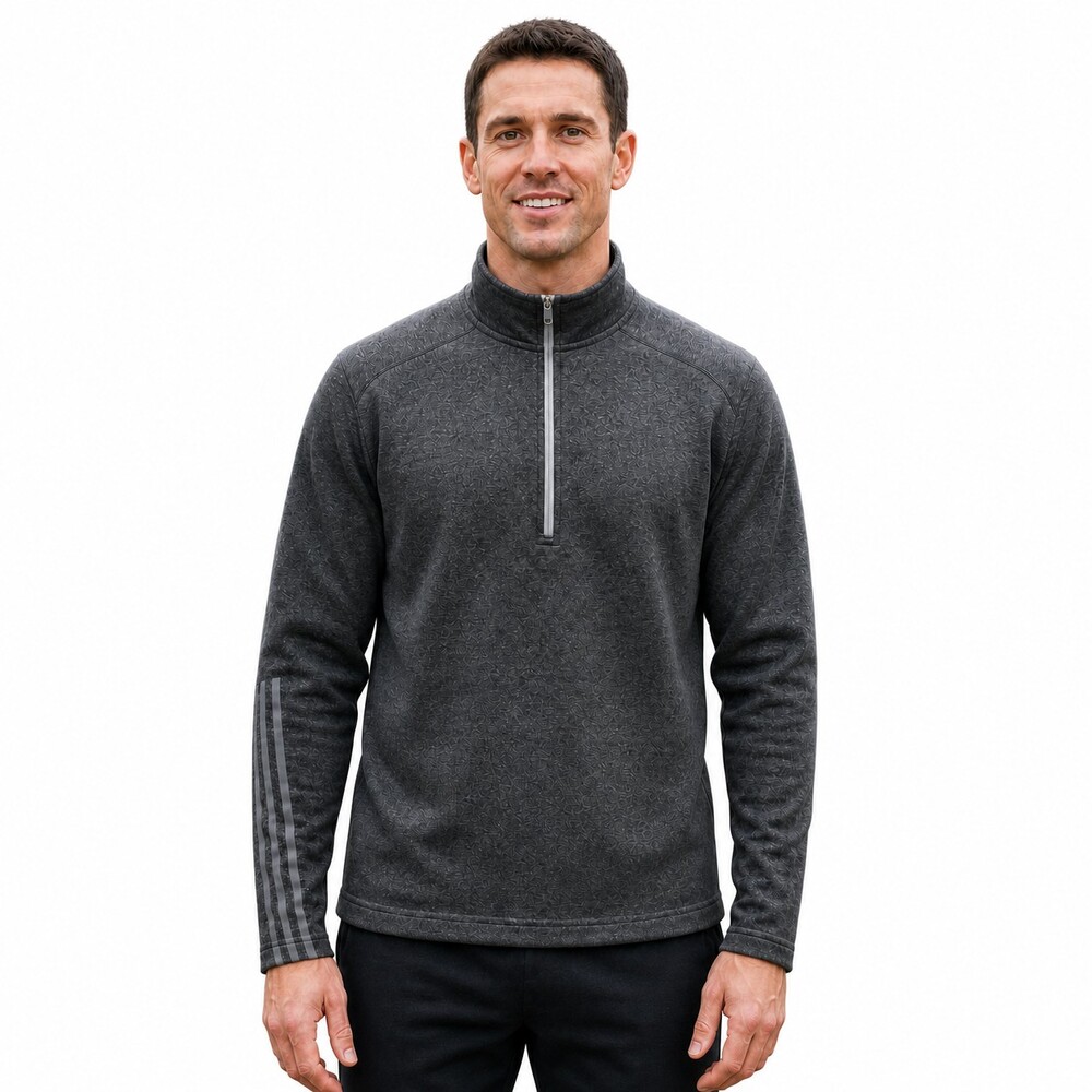 Adidas Men's Aeroready Brushed Terry Quarter Zip Pullover Top Black Large